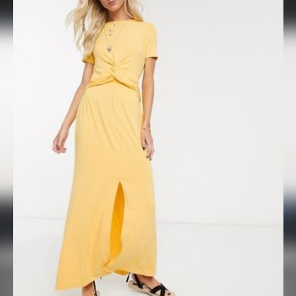 Yellow Maxi Dress with Front Slit